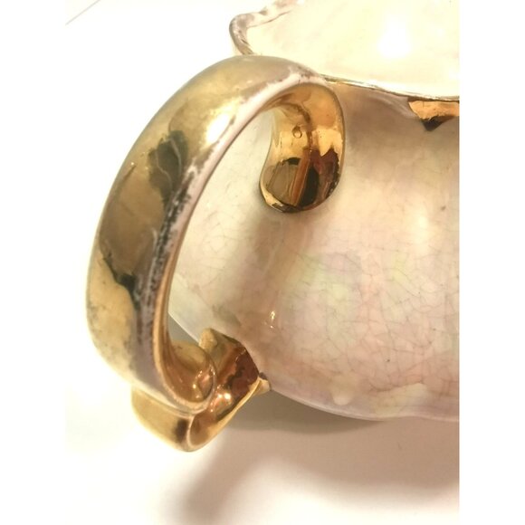 Vintage Ellgreave Burslem England Iridescent Lusterware Teapot Pearl Finish - Picture 9 of 9